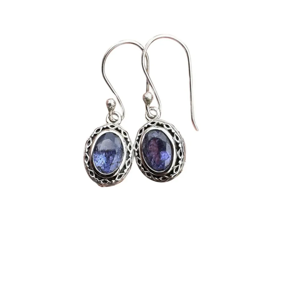 Tanzanite Solid 925 Sterling Silver Pendant Earrings Set